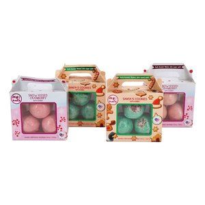 Me! Bath Bombs Snow Kissed Cranberry Santa's Cookies Scent Set of 4 Gift New